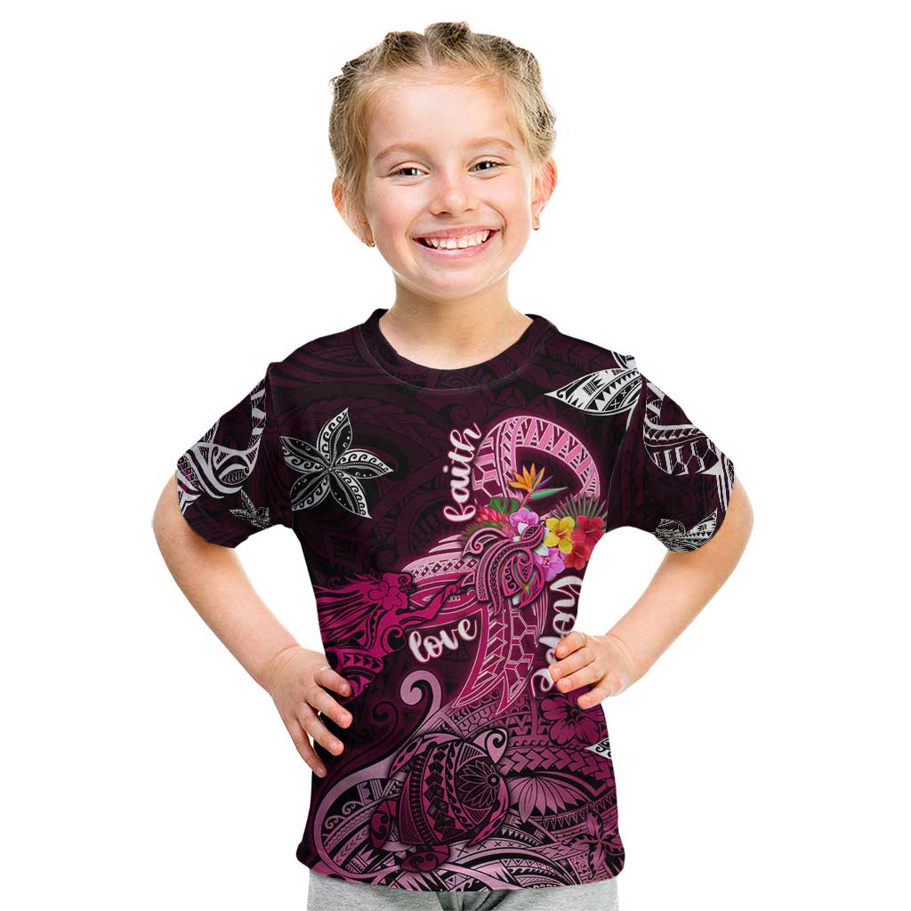 Breast Cancer Mermaid Polynesia Kid T Shirt Faith Hope Love
