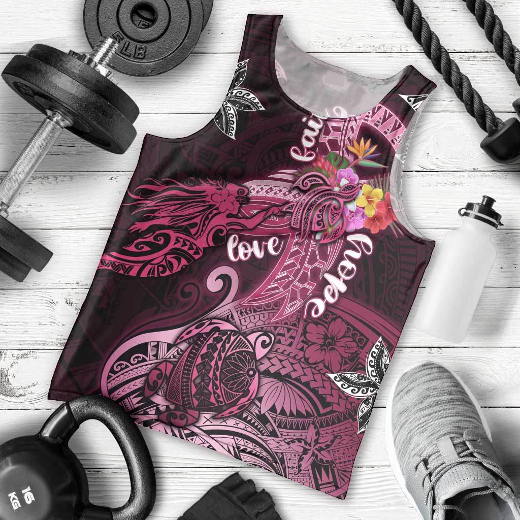 Breast Cancer Mermaid Polynesia Men Tank Top Faith Hope Love DT02 - Polynesian Pride