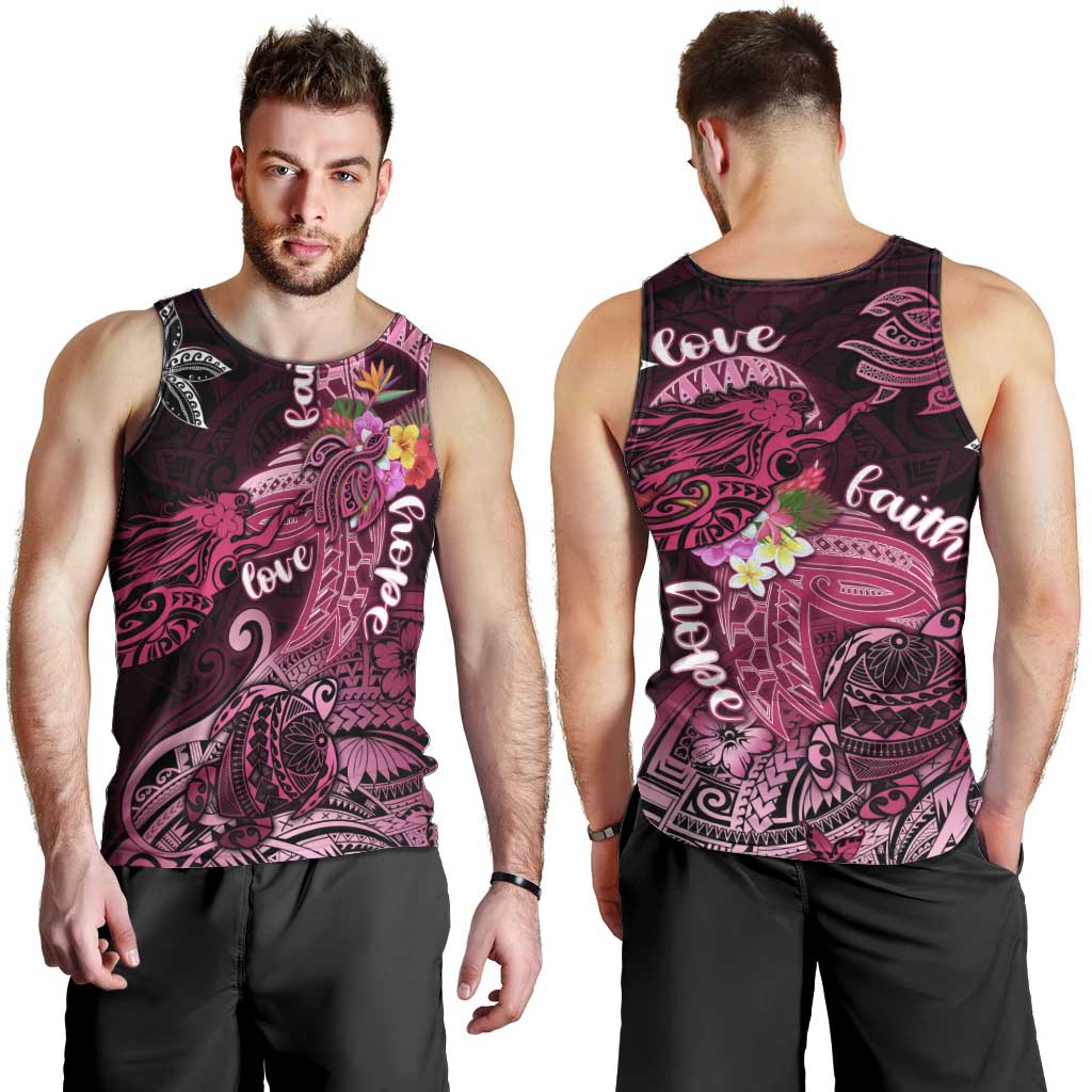 Breast Cancer Mermaid Polynesia Men Tank Top Faith Hope Love DT02 - Polynesian Pride