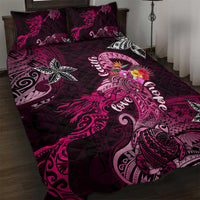 Breast Cancer Mermaid Polynesia Quilt Bed Set Faith Hope Love DT02 Pink - Polynesian Pride