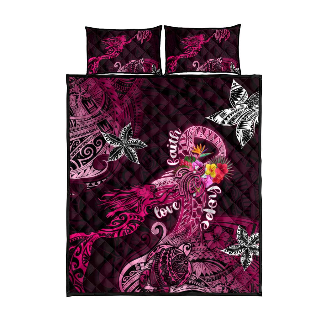 Breast Cancer Mermaid Polynesia Quilt Bed Set Faith Hope Love DT02 - Polynesian Pride