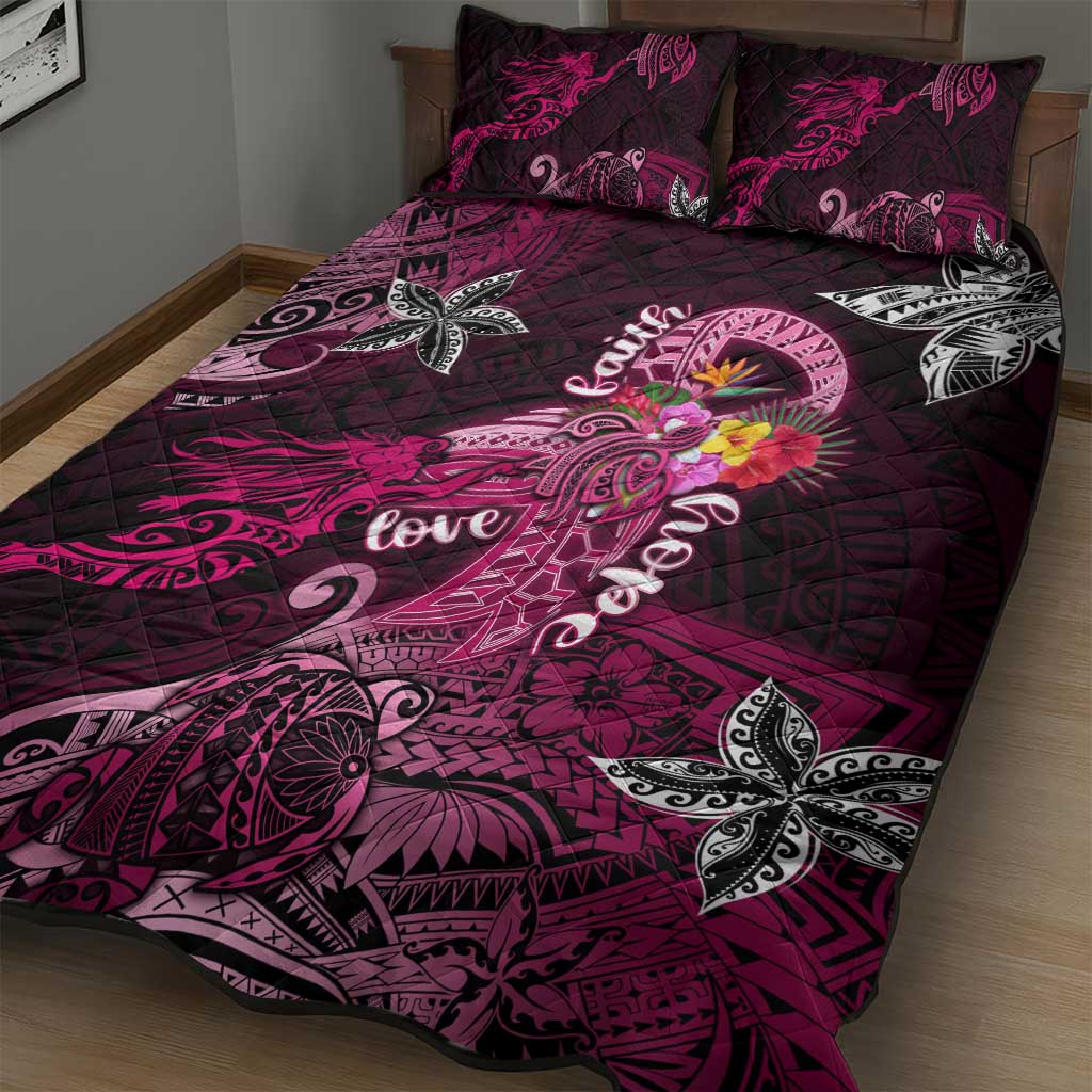 Breast Cancer Mermaid Polynesia Quilt Bed Set Faith Hope Love DT02 - Polynesian Pride