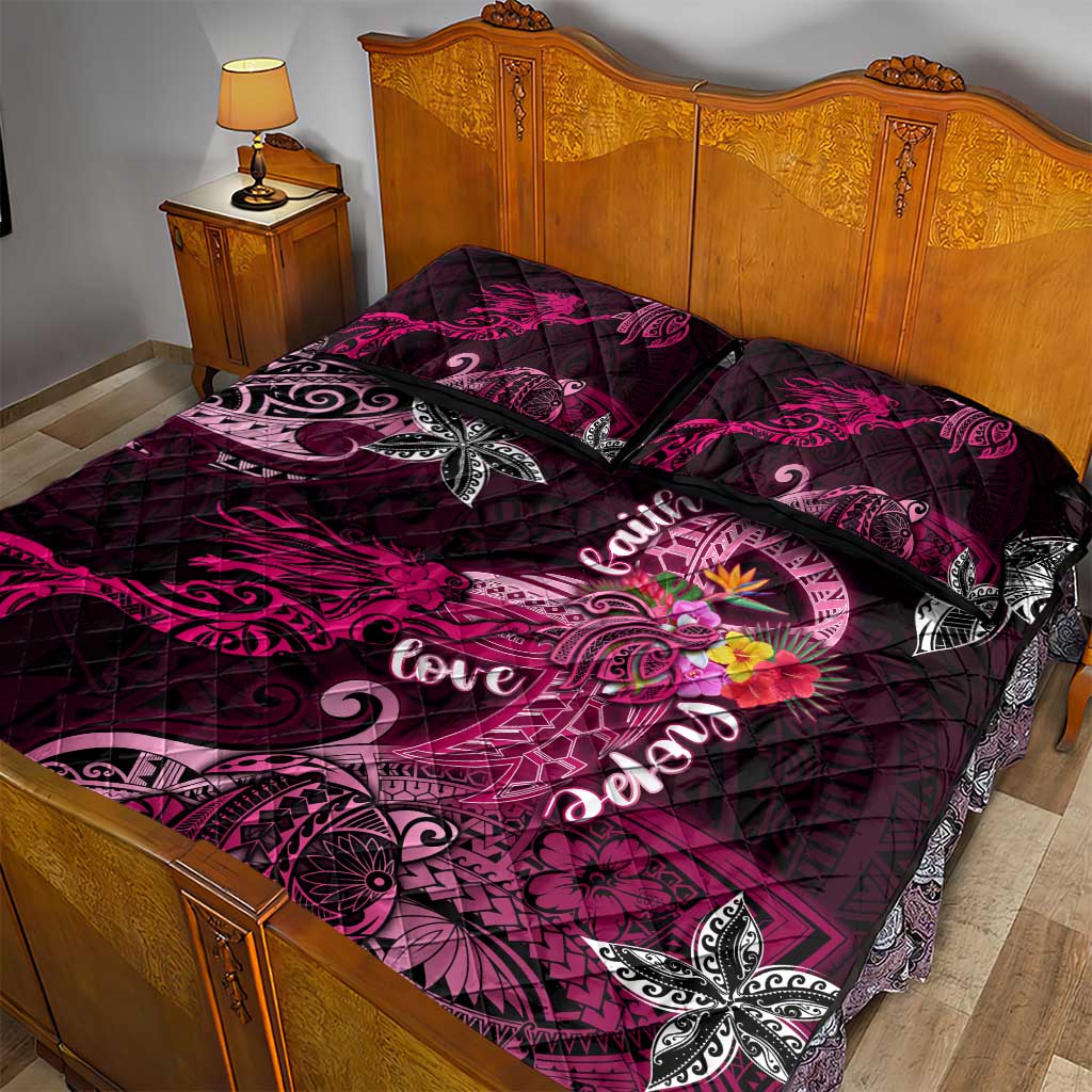 Breast Cancer Mermaid Polynesia Quilt Bed Set Faith Hope Love DT02 - Polynesian Pride