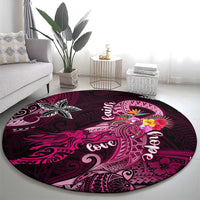 Breast Cancer Mermaid Polynesia Round Carpet Faith Hope Love