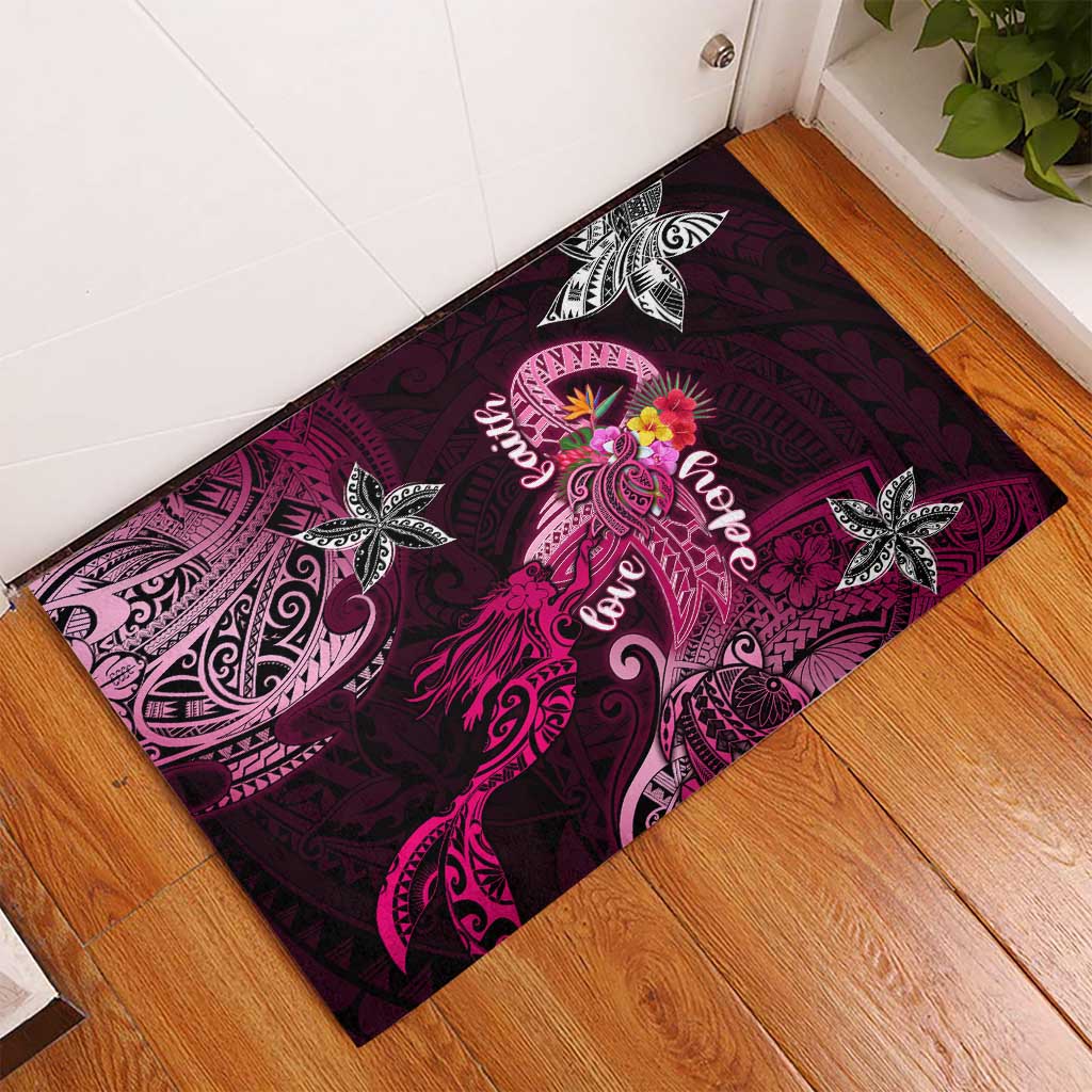Breast Cancer Mermaid Polynesia Rubber Doormat Faith Hope Love DT02 - Polynesian Pride