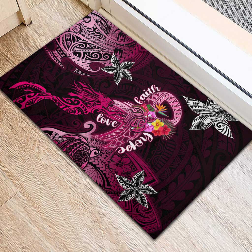 Breast Cancer Mermaid Polynesia Rubber Doormat Faith Hope Love DT02 - Polynesian Pride