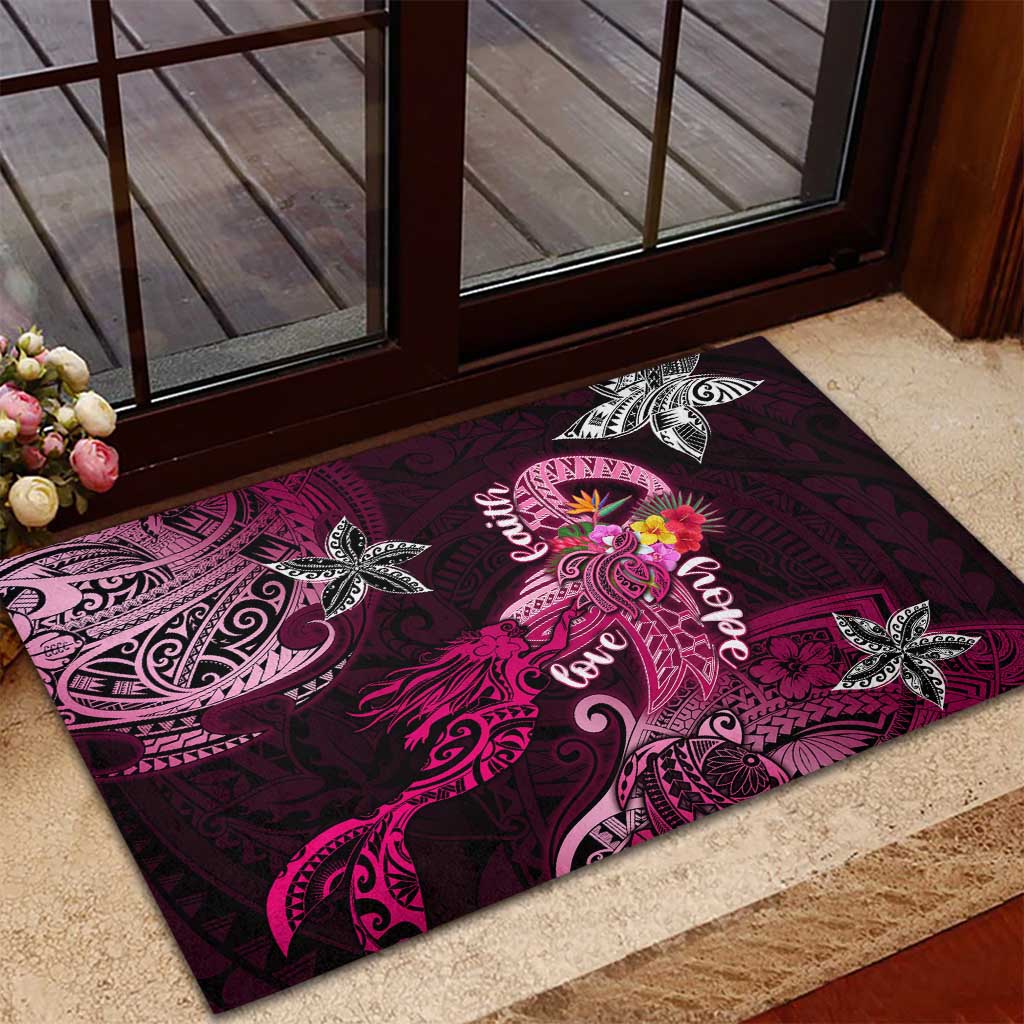 Breast Cancer Mermaid Polynesia Rubber Doormat Faith Hope Love DT02 - Polynesian Pride