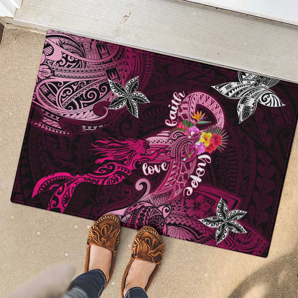 Breast Cancer Mermaid Polynesia Rubber Doormat Faith Hope Love DT02 - Polynesian Pride