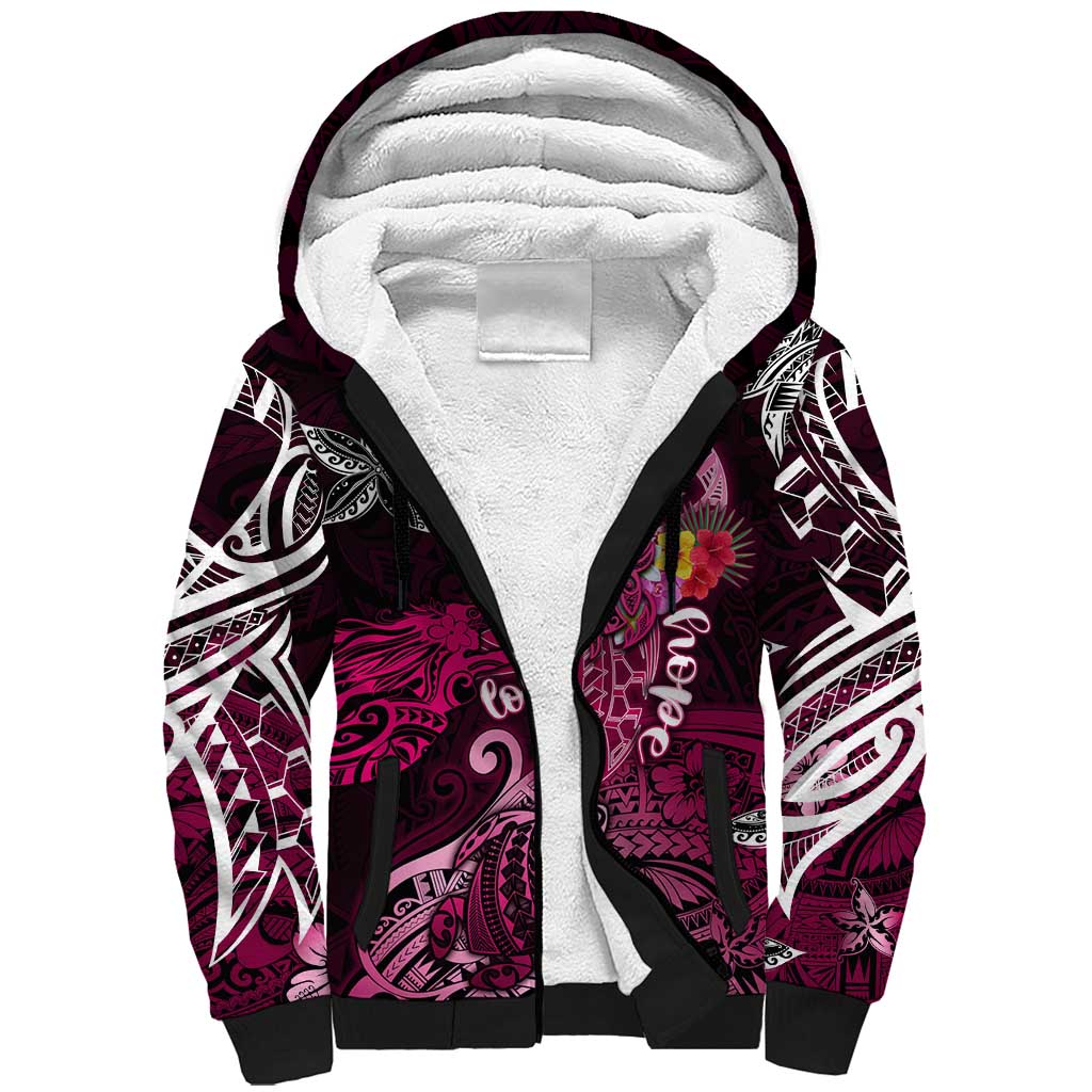 Breast Cancer Mermaid Polynesia Sherpa Hoodie Faith Hope Love DT02 Unisex Pink - Polynesian Pride