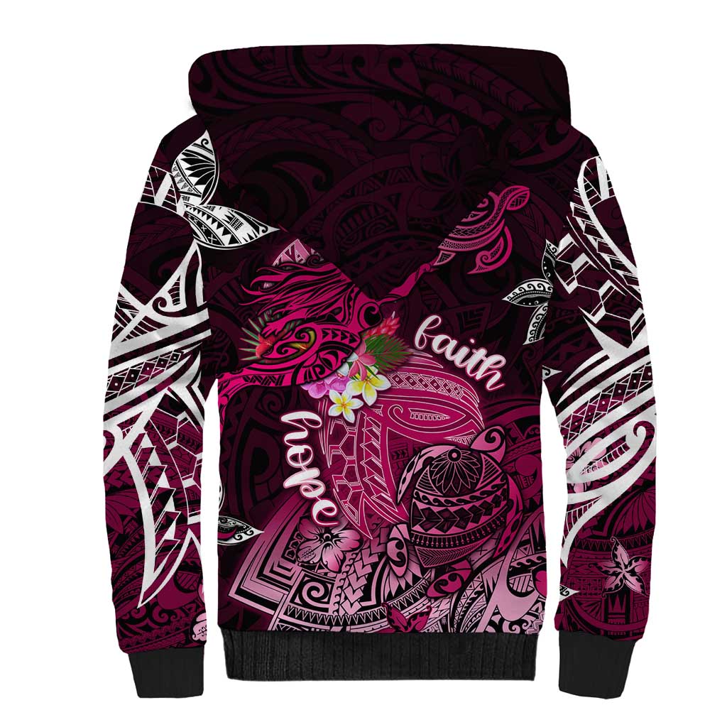 Breast Cancer Mermaid Polynesia Sherpa Hoodie Faith Hope Love DT02 - Polynesian Pride