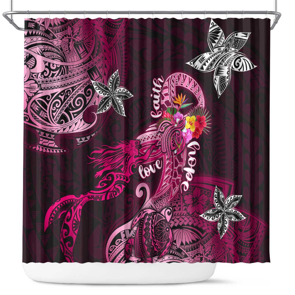 Breast Cancer Mermaid Polynesia Shower Curtain Faith Hope Love