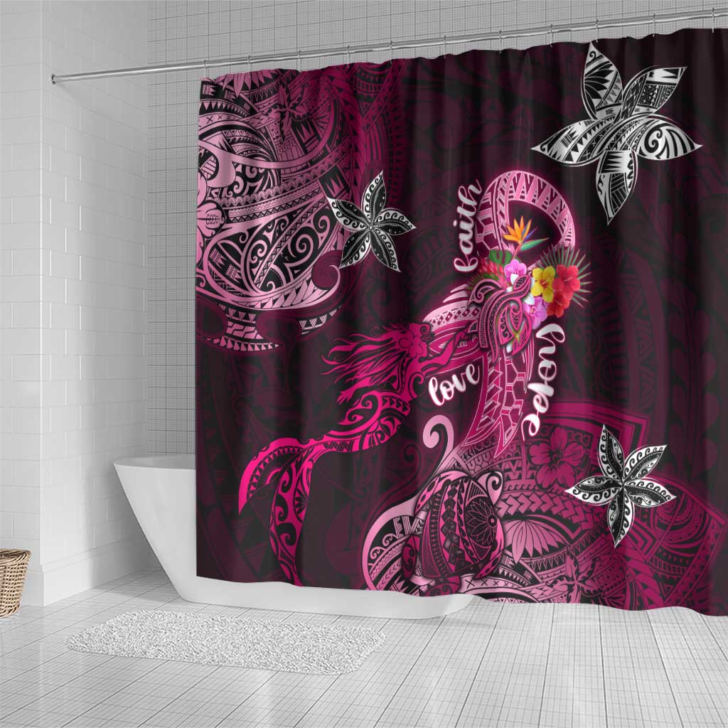 Breast Cancer Mermaid Polynesia Shower Curtain Faith Hope Love