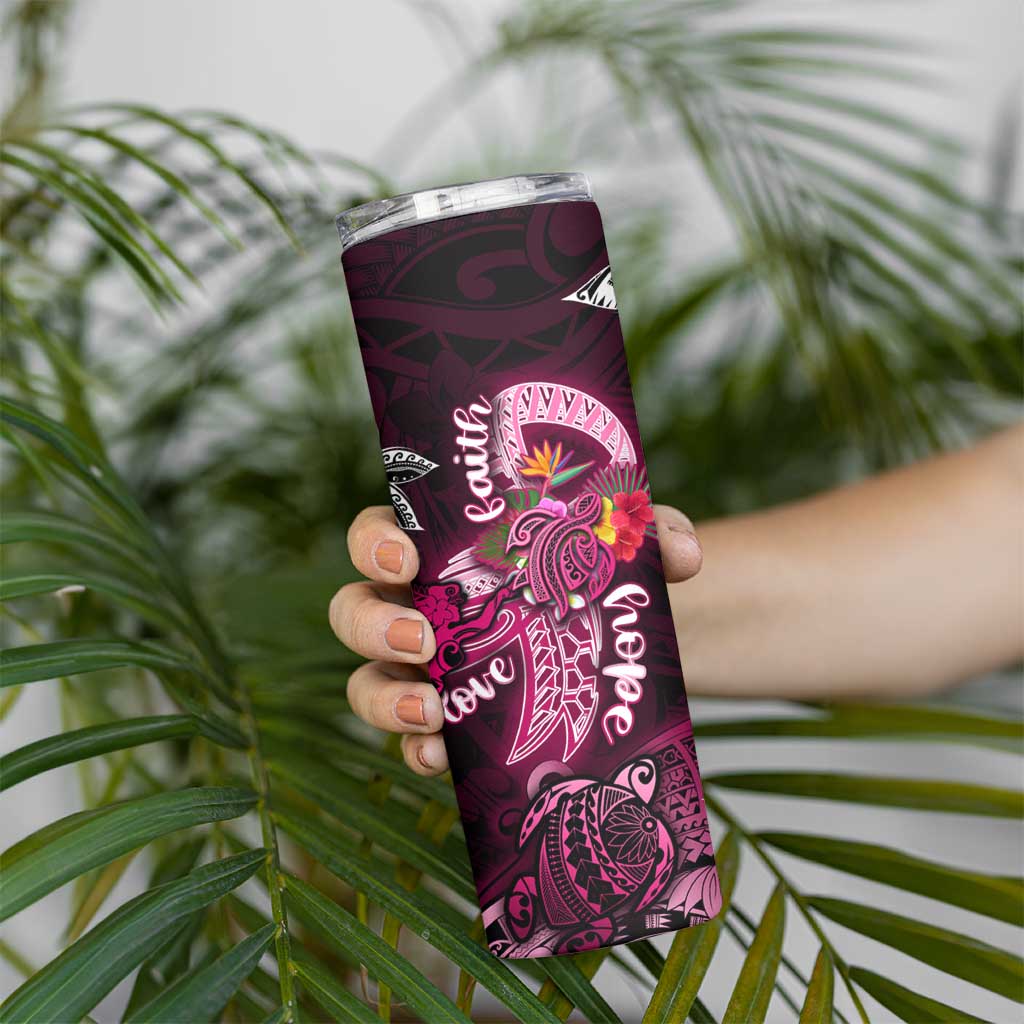 Breast Cancer Mermaid Polynesia Skinny Tumbler Faith Hope Love