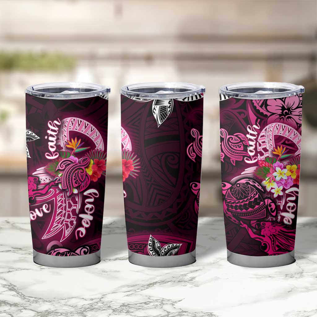 Breast Cancer Mermaid Polynesia Tumbler Cup Faith Hope Love