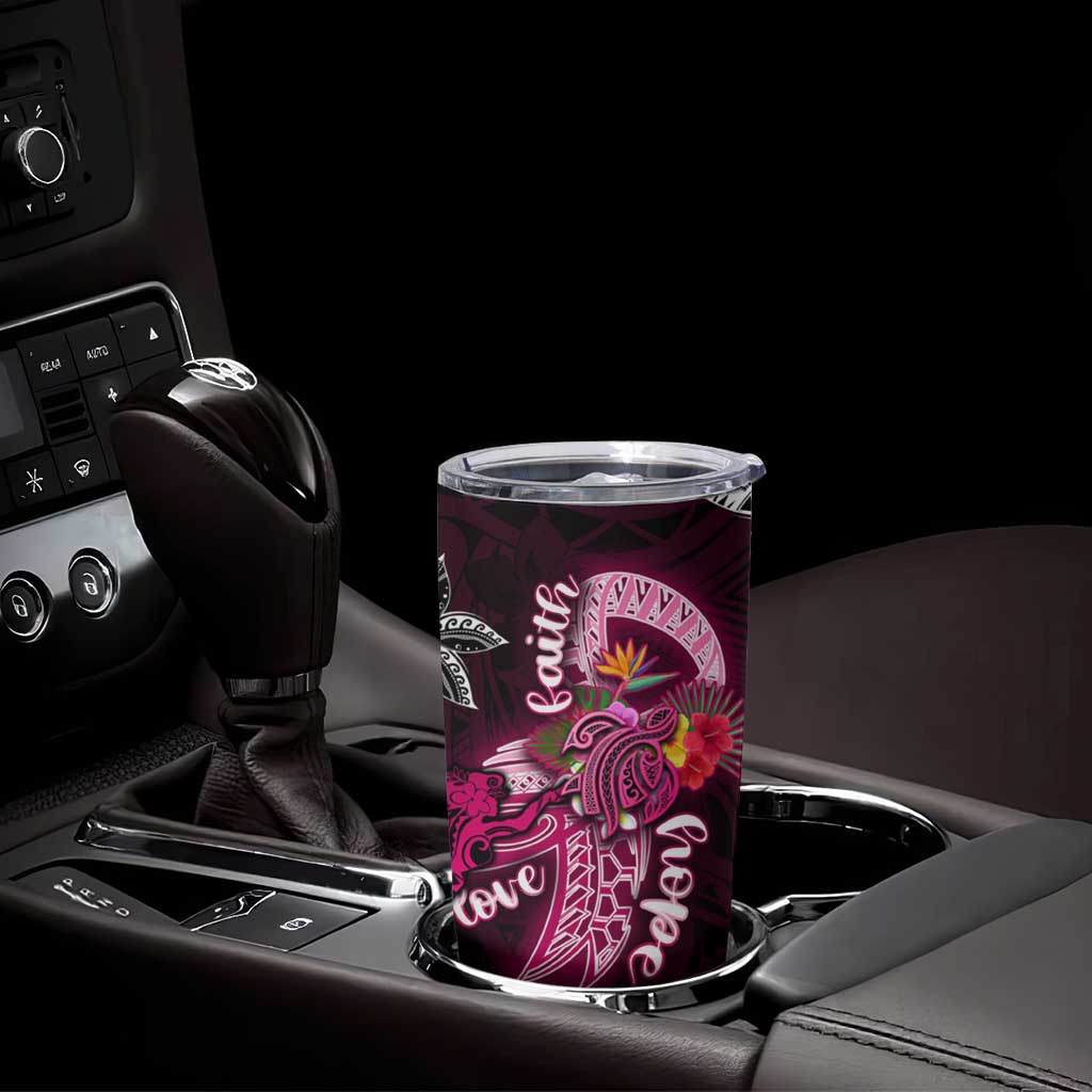 Breast Cancer Mermaid Polynesia Tumbler Cup Faith Hope Love