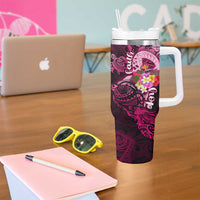 Breast Cancer Mermaid Polynesia Tumbler With Handle Faith Hope Love