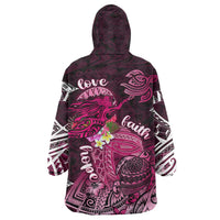 Breast Cancer Mermaid Polynesia Wearable Blanket Hoodie Faith Hope Love DT02 - Polynesian Pride