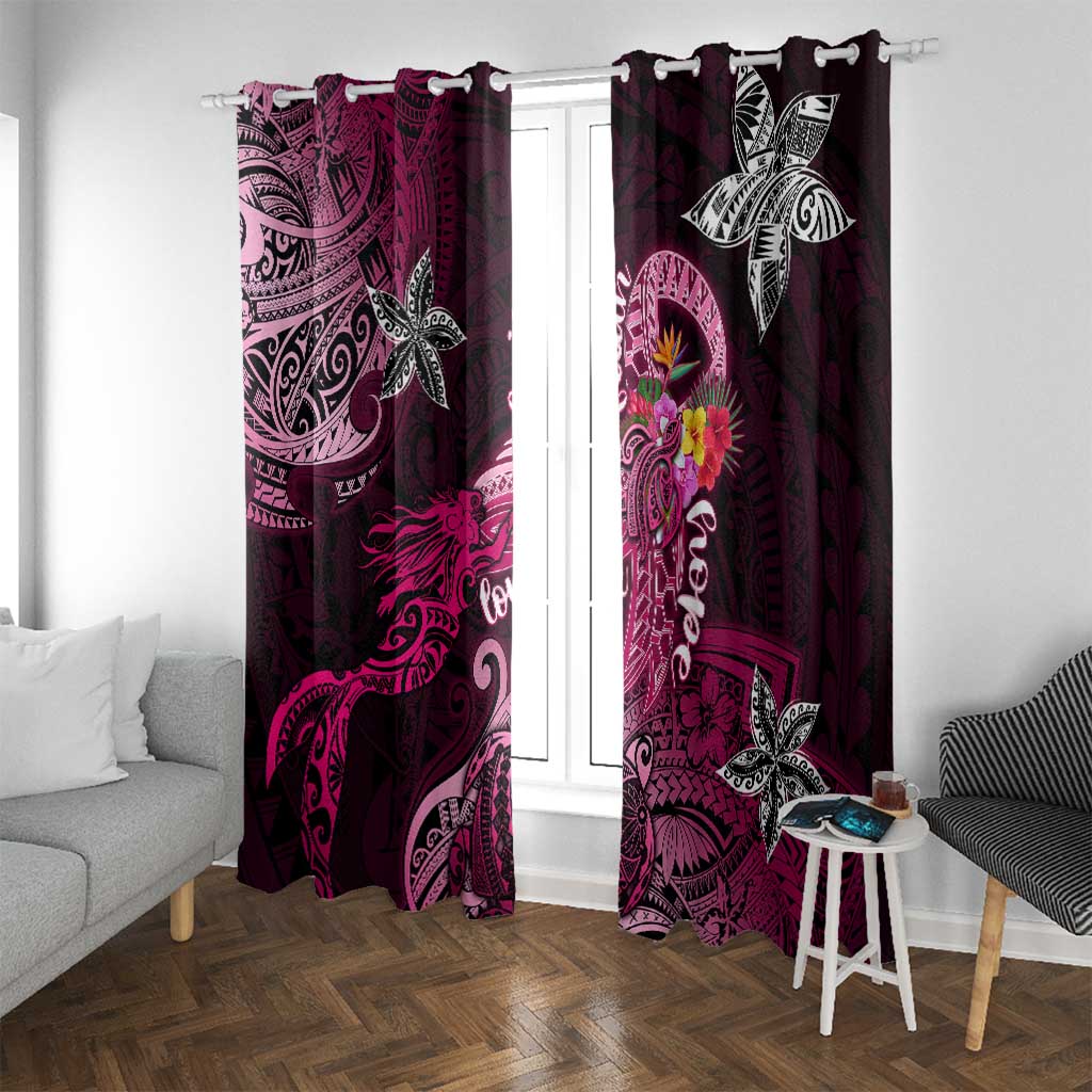 Breast Cancer Mermaid Polynesia Window Curtain Faith Hope Love DT02 With Grommets Pink - Polynesian Pride