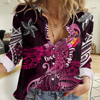 Breast Cancer Mermaid Polynesia Women Casual Shirt Faith Hope Love