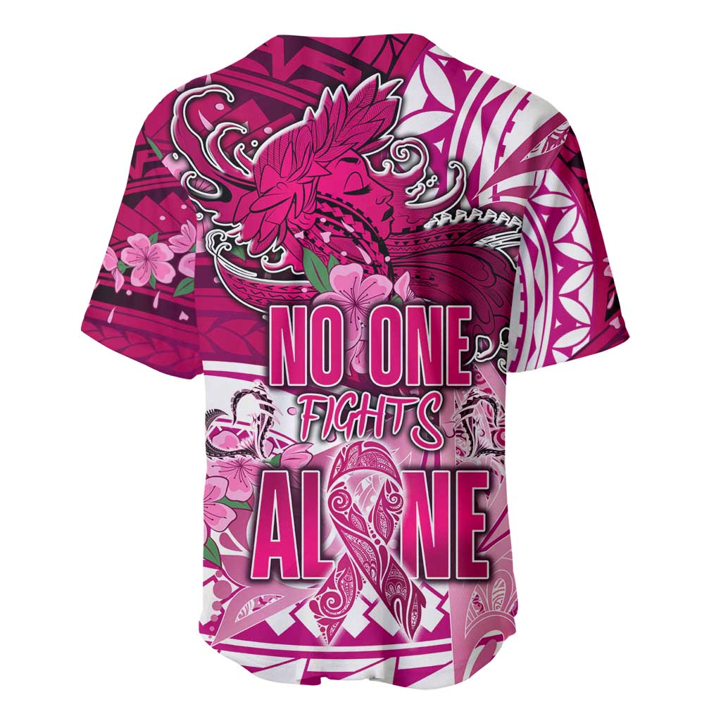 Breast Cancer Awareness Hawaii Baseball Jersey Polynesia Girl Nobody Fights Alone