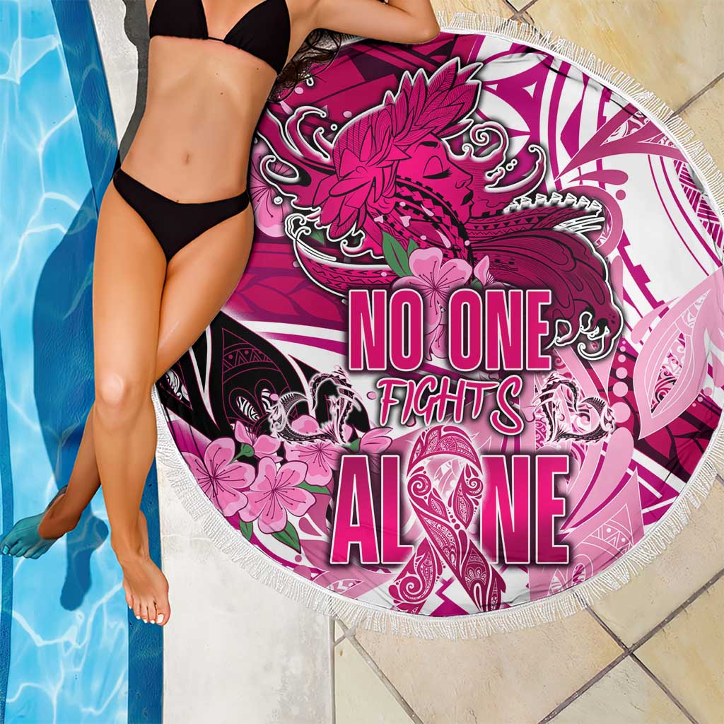 Breast Cancer Awareness Hawaii Beach Blanket Polynesia Girl Nobody Fights Alone DT02 - Polynesian Pride