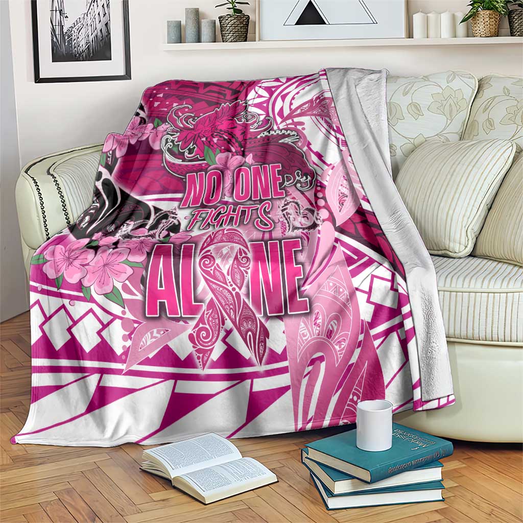 Breast Cancer Awareness Hawaii Blanket Polynesia Girl Nobody Fights Alone DT02 Pink - Polynesian Pride