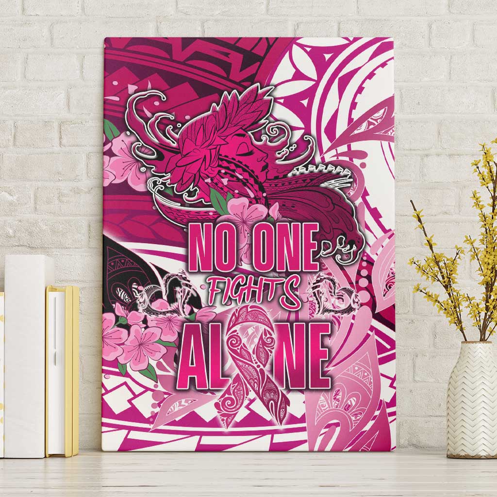 Breast Cancer Awareness Hawaii Canvas Wall Art Polynesia Girl Nobody Fights Alone DT02 Without Frame Pink - Polynesian Pride