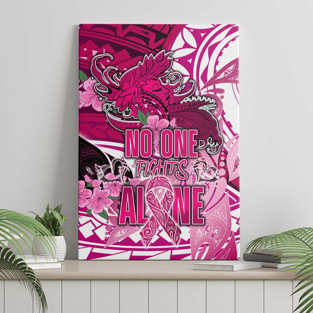 Breast Cancer Awareness Hawaii Canvas Wall Art Polynesia Girl Nobody Fights Alone DT02 - Polynesian Pride