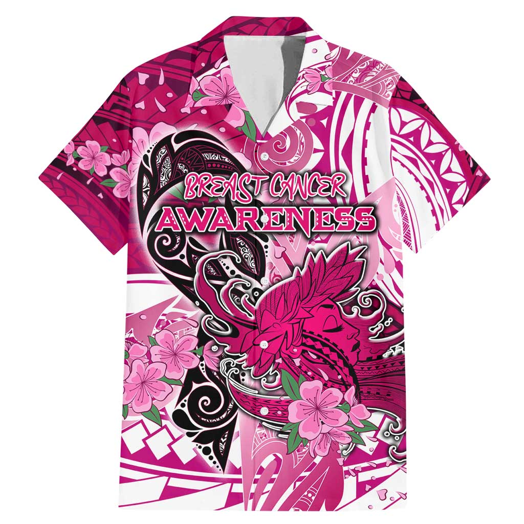 Breast Cancer Awareness Hawaii Family Matching Mermaid Dress and Hawaiian Shirt Polynesia Girl Nobody Fights Alone