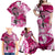 Breast Cancer Awareness Hawaii Family Matching Off Shoulder Maxi Dress and Hawaiian Shirt Polynesia Girl Nobody Fights Alone