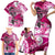 Breast Cancer Awareness Hawaii Family Matching Short Sleeve Bodycon Dress and Hawaiian Shirt Polynesia Girl Nobody Fights Alone