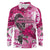 Breast Cancer Awareness Hawaii Long Sleeve Polo Shirt Polynesia Girl Nobody Fights Alone