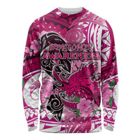 Breast Cancer Awareness Hawaii Long Sleeve Shirt Polynesia Girl Nobody Fights Alone DT02 Unisex Pink - Polynesian Pride