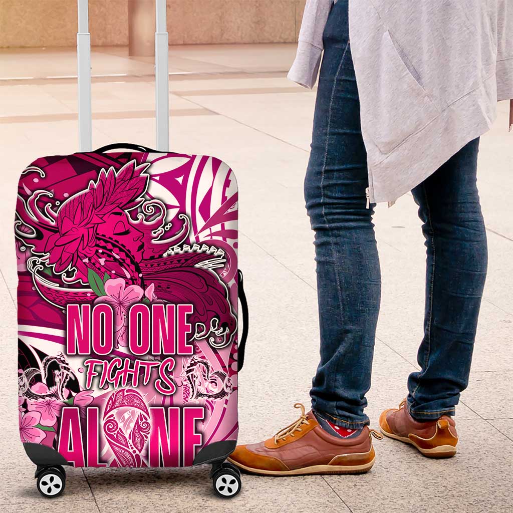 Breast Cancer Awareness Hawaii Luggage Cover Polynesia Girl Nobody Fights Alone