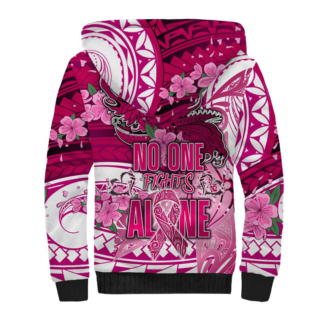 Breast Cancer Awareness Hawaii Sherpa Hoodie Polynesia Girl Nobody Fights Alone DT02 - Polynesian Pride