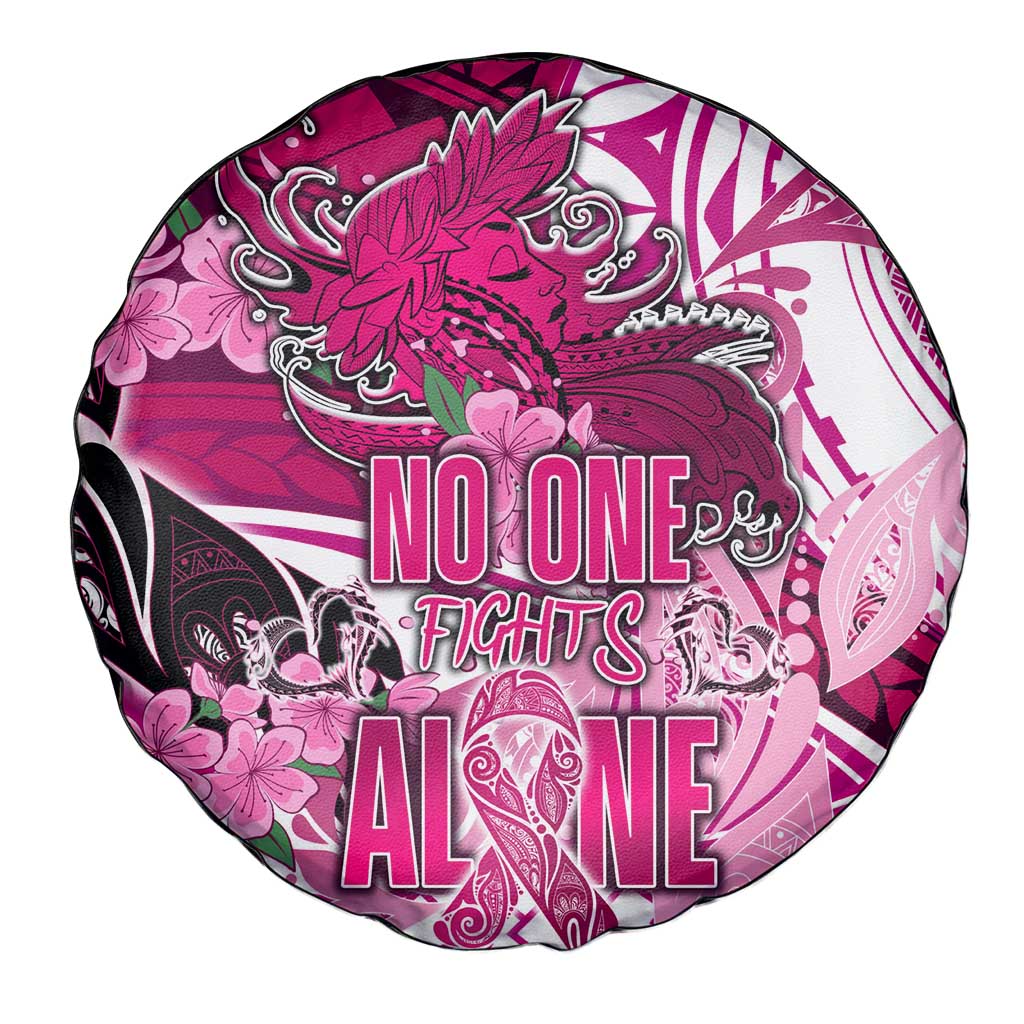 Breast Cancer Awareness Hawaii Spare Tire Cover Polynesia Girl Nobody Fights Alone