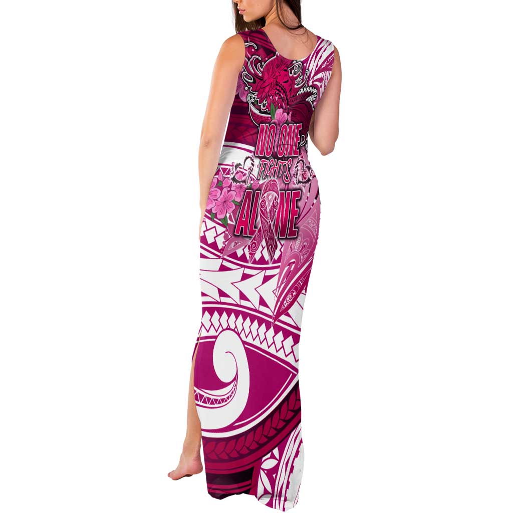 Breast Cancer Awareness Hawaii Tank Maxi Dress Polynesia Girl Nobody Fights Alone