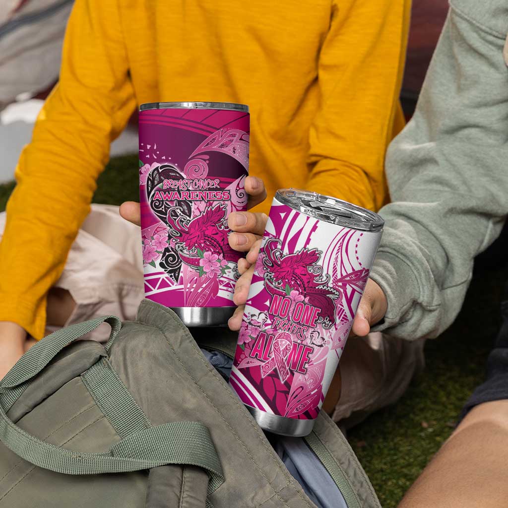 Breast Cancer Awareness Hawaii Tumbler Cup Polynesia Girl Nobody Fights Alone
