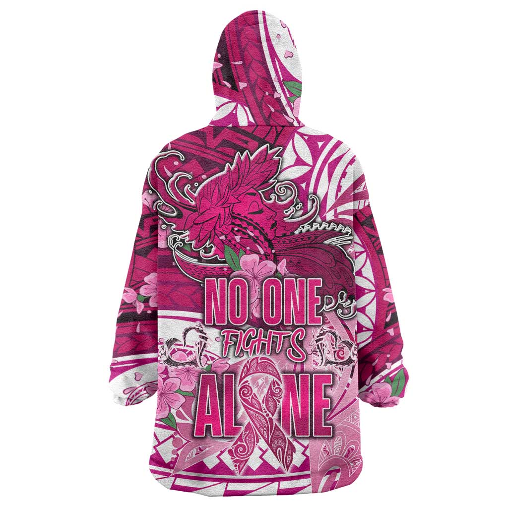 Breast Cancer Awareness Hawaii Wearable Blanket Hoodie Polynesia Girl Nobody Fights Alone DT02 - Polynesian Pride