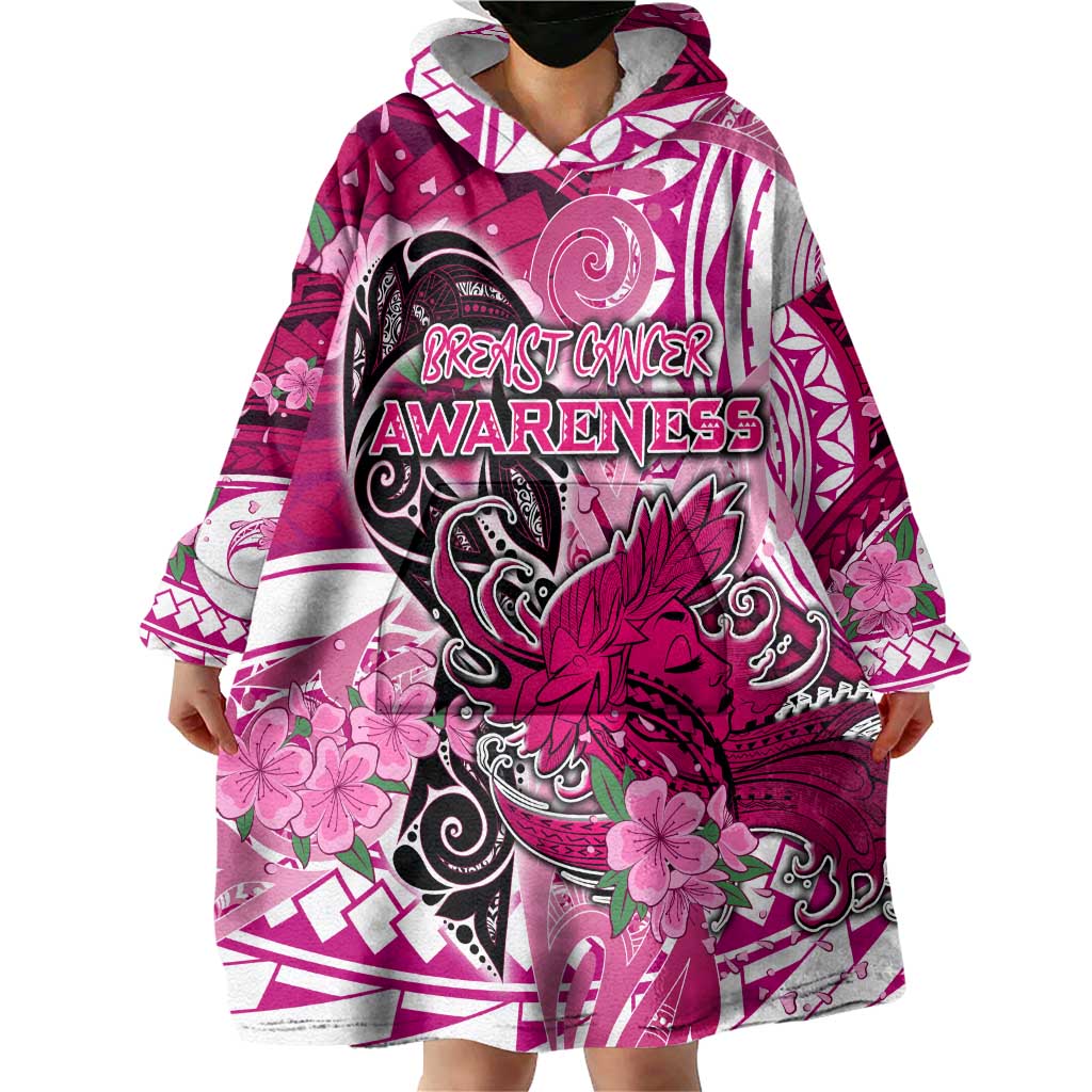 Breast Cancer Awareness Hawaii Wearable Blanket Hoodie Polynesia Girl Nobody Fights Alone DT02 - Polynesian Pride
