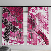 Breast Cancer Awareness Hawaii Window Curtain Polynesia Girl Nobody Fights Alone DT02 With Hooks Pink - Polynesian Pride