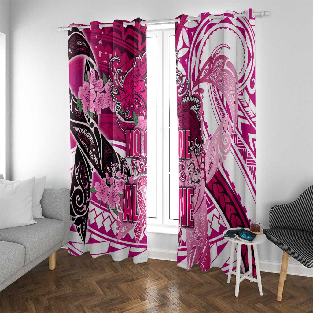 Breast Cancer Awareness Hawaii Window Curtain Polynesia Girl Nobody Fights Alone DT02 With Grommets Pink - Polynesian Pride