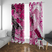 Breast Cancer Awareness Hawaii Window Curtain Polynesia Girl Nobody Fights Alone DT02 With Grommets Pink - Polynesian Pride