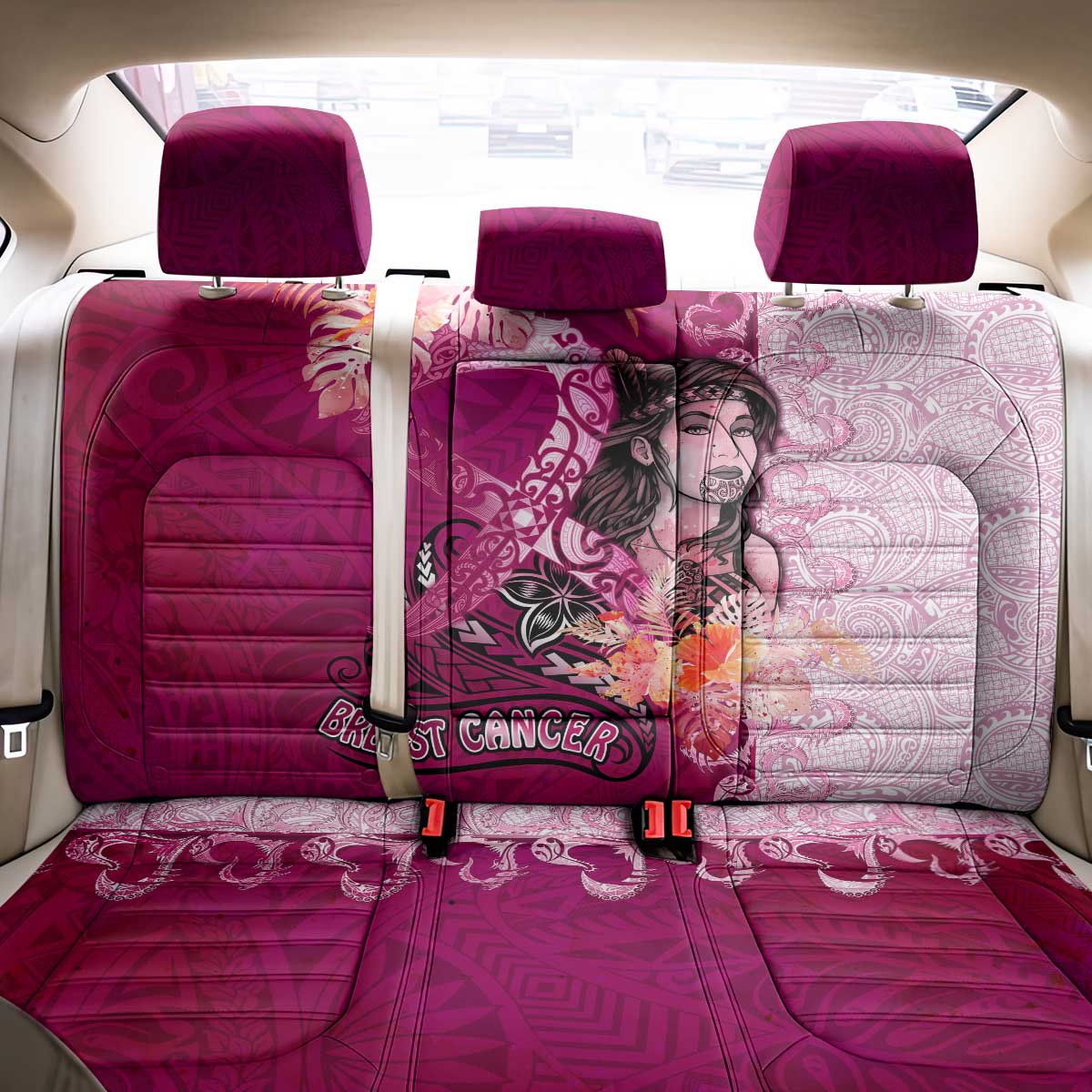 Breast Cancer New Zealand Back Car Seat Cover Maori Aotearoa Girl Pink Out