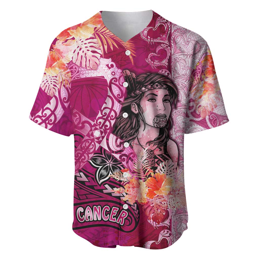 Breast Cancer New Zealand Baseball Jersey Maori Aotearoa Girl Pink Out