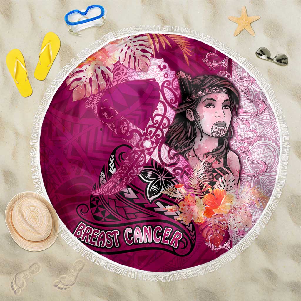 Breast Cancer New Zealand Beach Blanket Maori Aotearoa Girl Pink Out