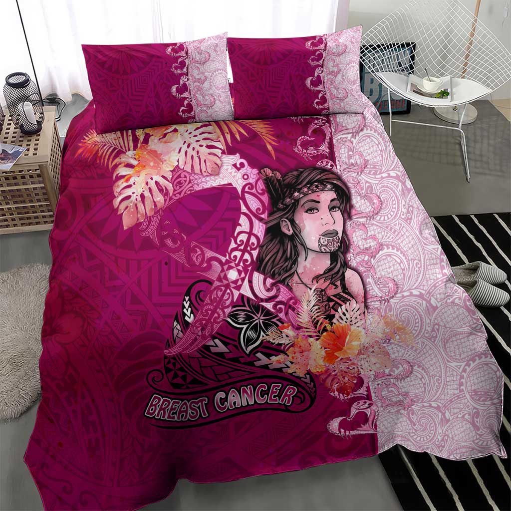 Breast Cancer New Zealand Bedding Set Maori Aotearoa Girl Pink Out
