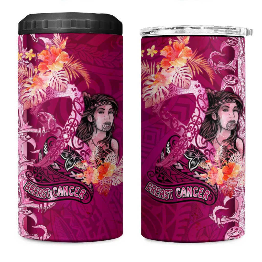 Breast Cancer New Zealand 4 in 1 Can Cooler Tumbler Maori Aotearoa Girl Pink Out DT02 One Size: 16 oz Pink - Polynesian Pride