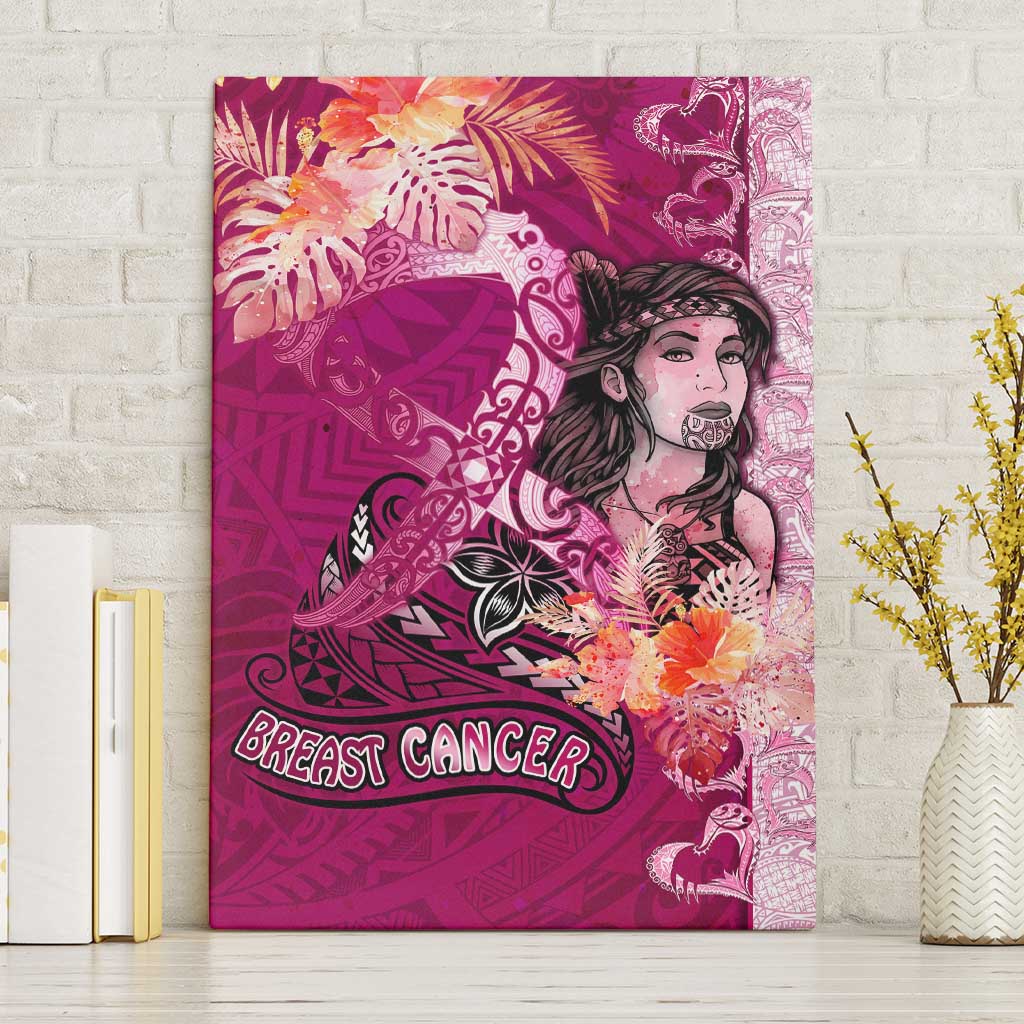 Breast Cancer New Zealand Canvas Wall Art Maori Aotearoa Girl Pink Out DT02 Without Frame Pink - Polynesian Pride