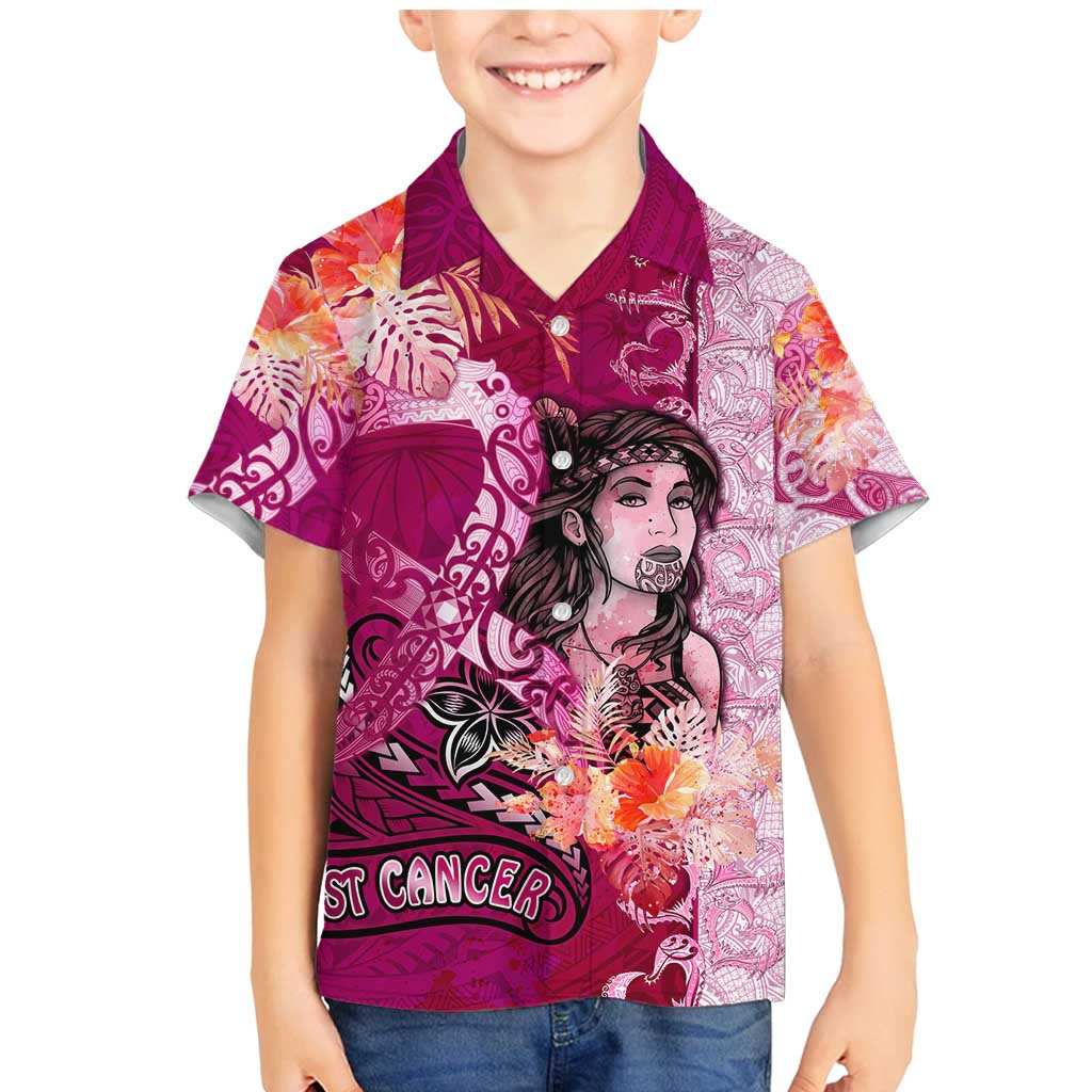 Breast Cancer New Zealand Family Matching Mermaid Dress and Hawaiian Shirt Maori Aotearoa Girl Pink Out